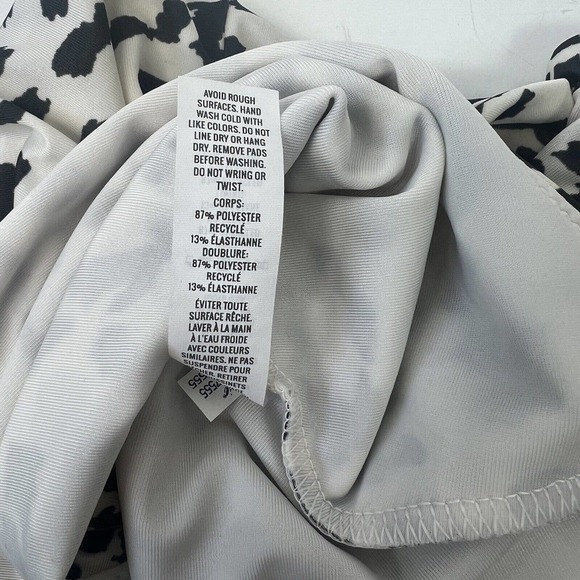 Aerie One Piece Swimsuit Sz L Cream Black Leopard Animal Print Tie Back - Picture 11 of 11